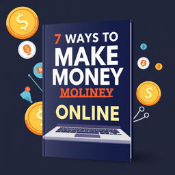 Create an e-book cover for the title '7 Ways to Make Money Online'