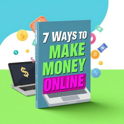 Create an e-book cover for the title '7 Ways to Make Money Online'