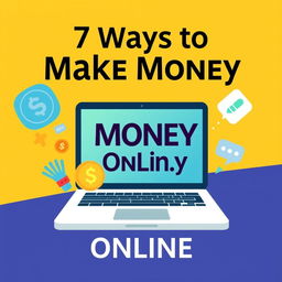 Create an e-book cover for the title '7 Ways to Make Money Online'