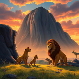 An iconic scene from the movie The Lion King, capturing the majesty and emotion of the film