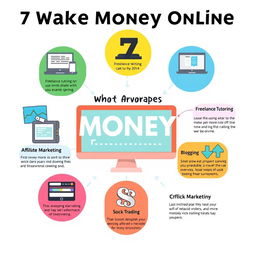 An infographic showcasing 7 different ways to make money online