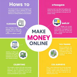 An infographic showcasing 7 different ways to make money online