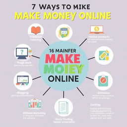 An infographic showcasing 7 different ways to make money online