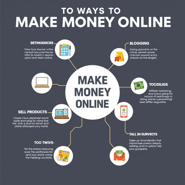 An infographic showcasing 7 different ways to make money online