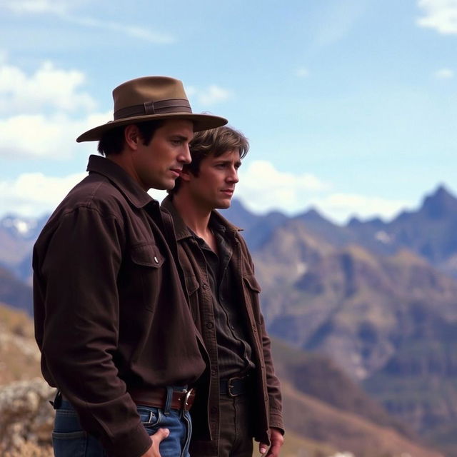 An iconic scene from the movie Brokeback Mountain, capturing the emotional depth and poignant moments of the film