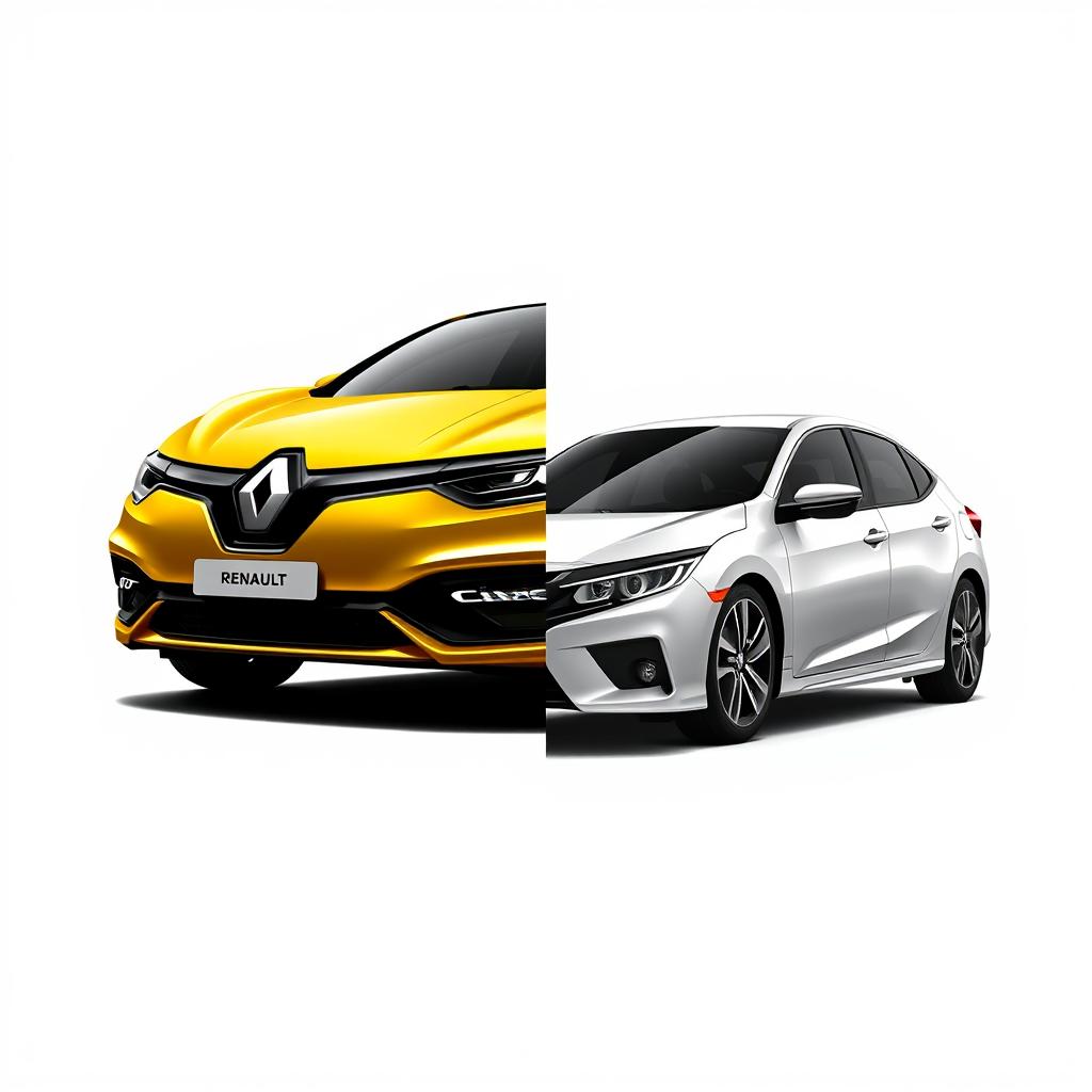 Create an image that combines elements of a Renault car and a Honda Civic car