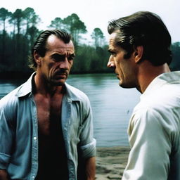 An iconic scene from the movie Cape Fear, capturing the intense psychological thriller elements