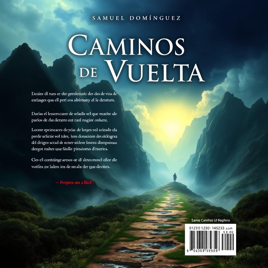 Create a fantasy book cover for 'Caminos de Vuelta' by Samuel Domínguez