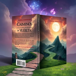 Create a fantasy book cover for 'Caminos de Vuelta' by Samuel Domínguez