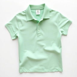 A detailed image of a classic polo shirt, featuring a collar, short sleeves, and buttons down the front