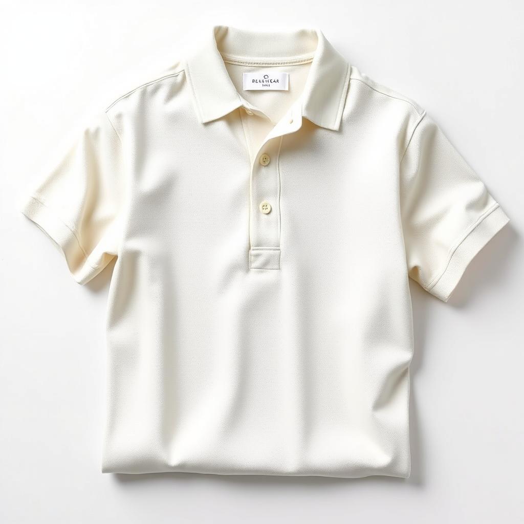 A detailed image of a classic polo shirt, featuring a collar, short sleeves, and buttons down the front