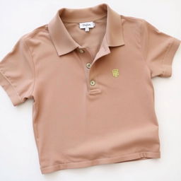 A detailed image of a classic polo shirt, featuring a collar, short sleeves, and buttons down the front