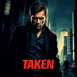 Create an action thriller movie poster inspired by the film 'Taken'