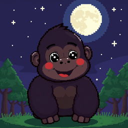 A pixel art image of a cute gorilla with a friendly and playful expression