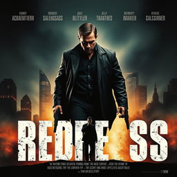 Create an espionage action thriller movie poster for a film titled 'Redress'