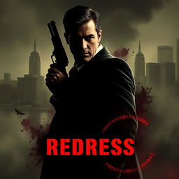 Create an espionage action thriller movie poster for a film titled 'Redress'