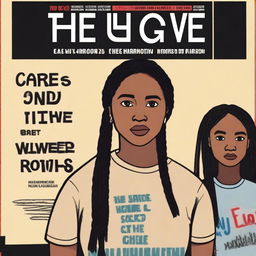 Create a movie poster for 'The Hate U Give' featuring Starr with braids in the middle in a close-up shot