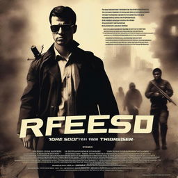 Create an action thriller movie poster for a film titled 'Redress'