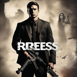 Create an action thriller movie poster for a film titled 'Redress'