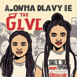 Create a movie poster for 'The Hate U Give' featuring Starr with braids in the middle in a close-up shot