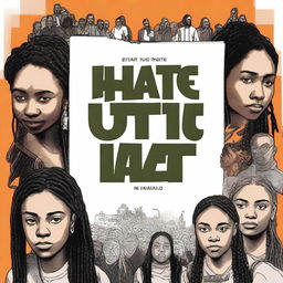 Create a movie poster for 'The Hate U Give' featuring Starr with braids in the middle in a close-up shot