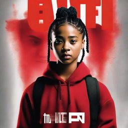 A movie poster for 'The Hate U Give' featuring Starr, a black girl with braids resembling Amandla Stenberg, wearing a red top or hoodie and a backpack