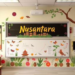 Create a classroom design with a Nusantara theme, featuring traditional Indonesian elements
