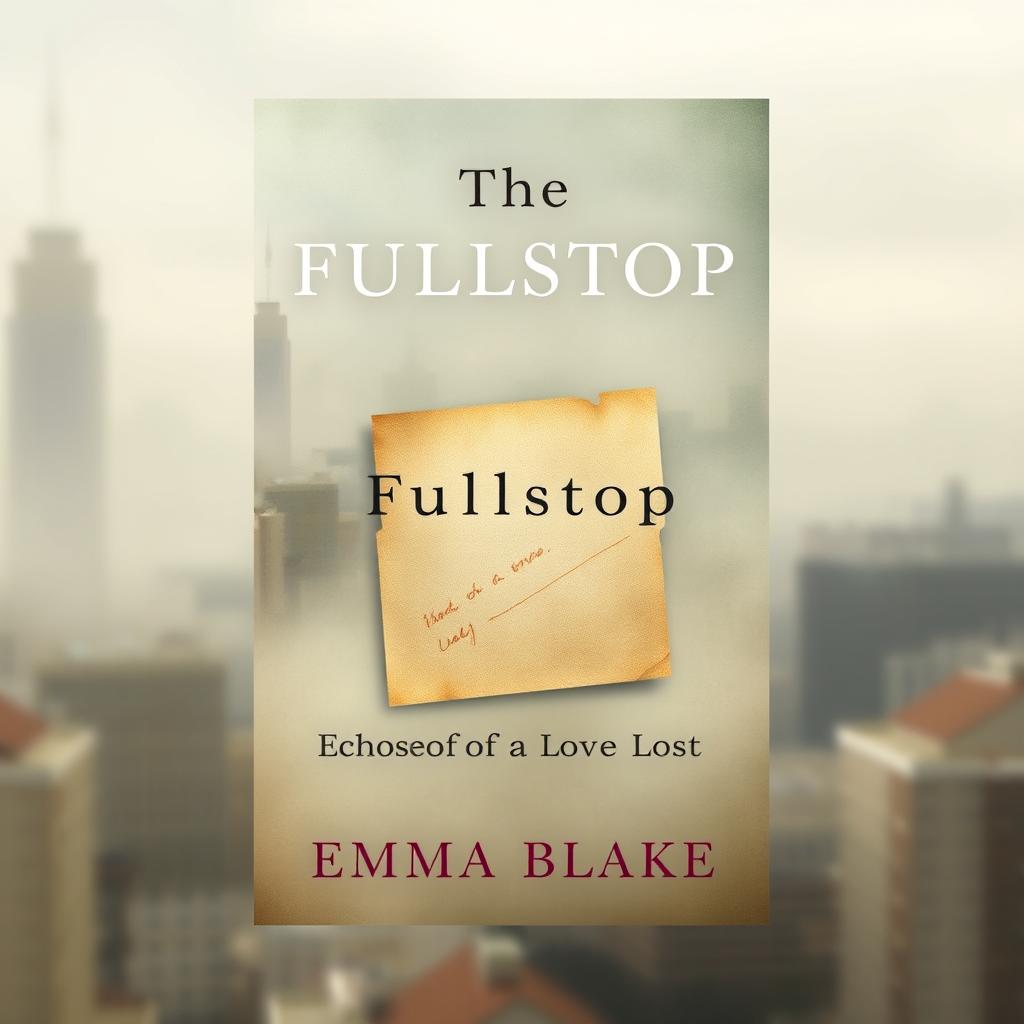 A book cover design with the title 'The Fullstop' and subtitle 'Echoes of a Love Lost' by Emma Blake