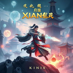 Create a book cover with a sci-fi xianxia theme