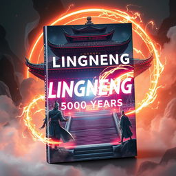 Create a book cover for 'Lingneng 5000 Years' with a cyber-xianxia style