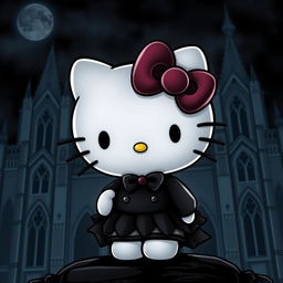 Create an image of Hello Kitty in a goth style