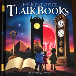 A captivating book cover featuring a key and a grandfather clock