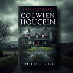 A book cover design featuring a house in Cornwall situated on a creepy crossroads