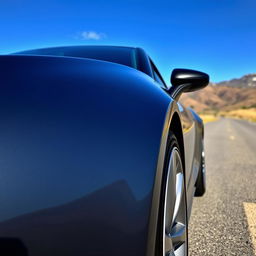 A detailed image of a modern car, showcasing its sleek design and shiny exterior