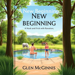 A book cover for 'A New Beginning: Max's Nudist Journey in Harmony Springs' by Glen McGinnis