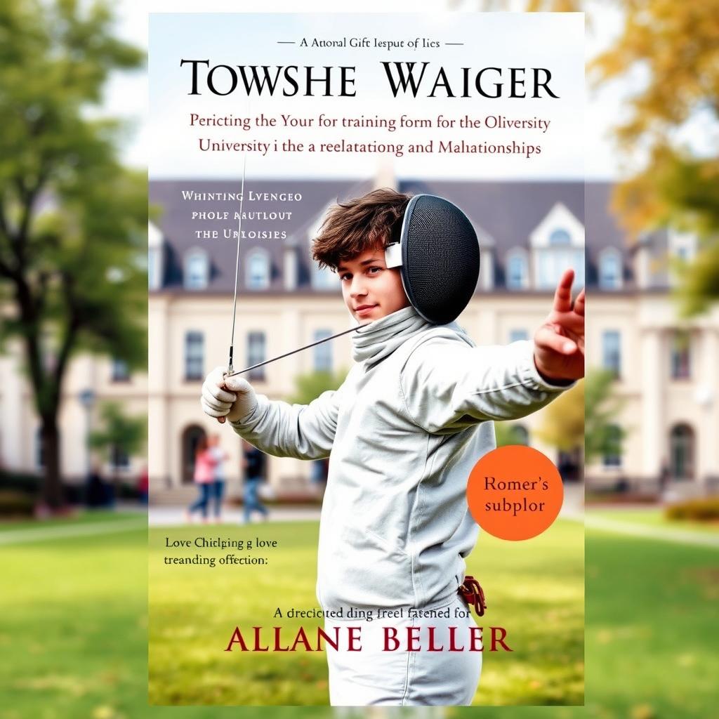 A book cover featuring a young fencer training for the Olympics while attending university