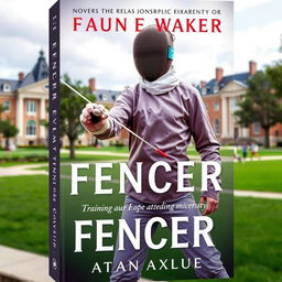 A book cover featuring a young fencer training for the Olympics while attending university