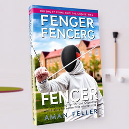 A book cover featuring a young fencer training for the Olympics while attending university