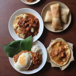 A delectable image featuring a plate of Nasi Lemak on the left and Malaysian Roti Canai on the right, showcasing the rich textures and colors of these traditional dishes.