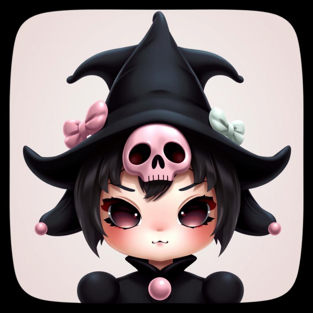 A hyper-realistic depiction of Kuromi, a character from Sanrio