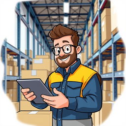 Create an image featuring Tim, a character involved in logistics