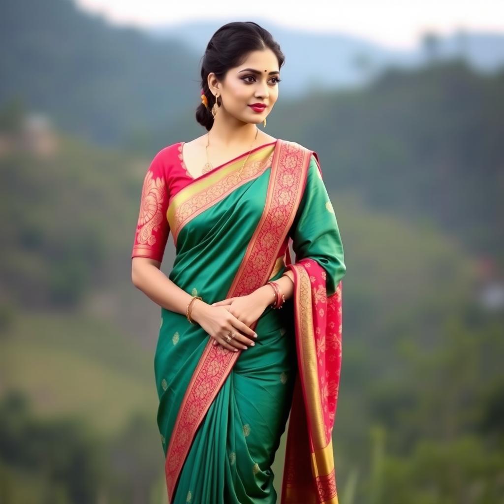 A beautiful woman wearing a traditional saree, showcasing the elegance and grace of the attire