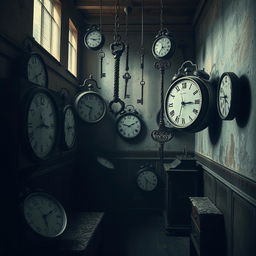 A haunting scene inside an asylum where time loops endlessly