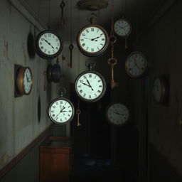 A haunting scene inside an asylum where time loops endlessly