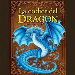 A magical book cover featuring a dragon with bluish colors