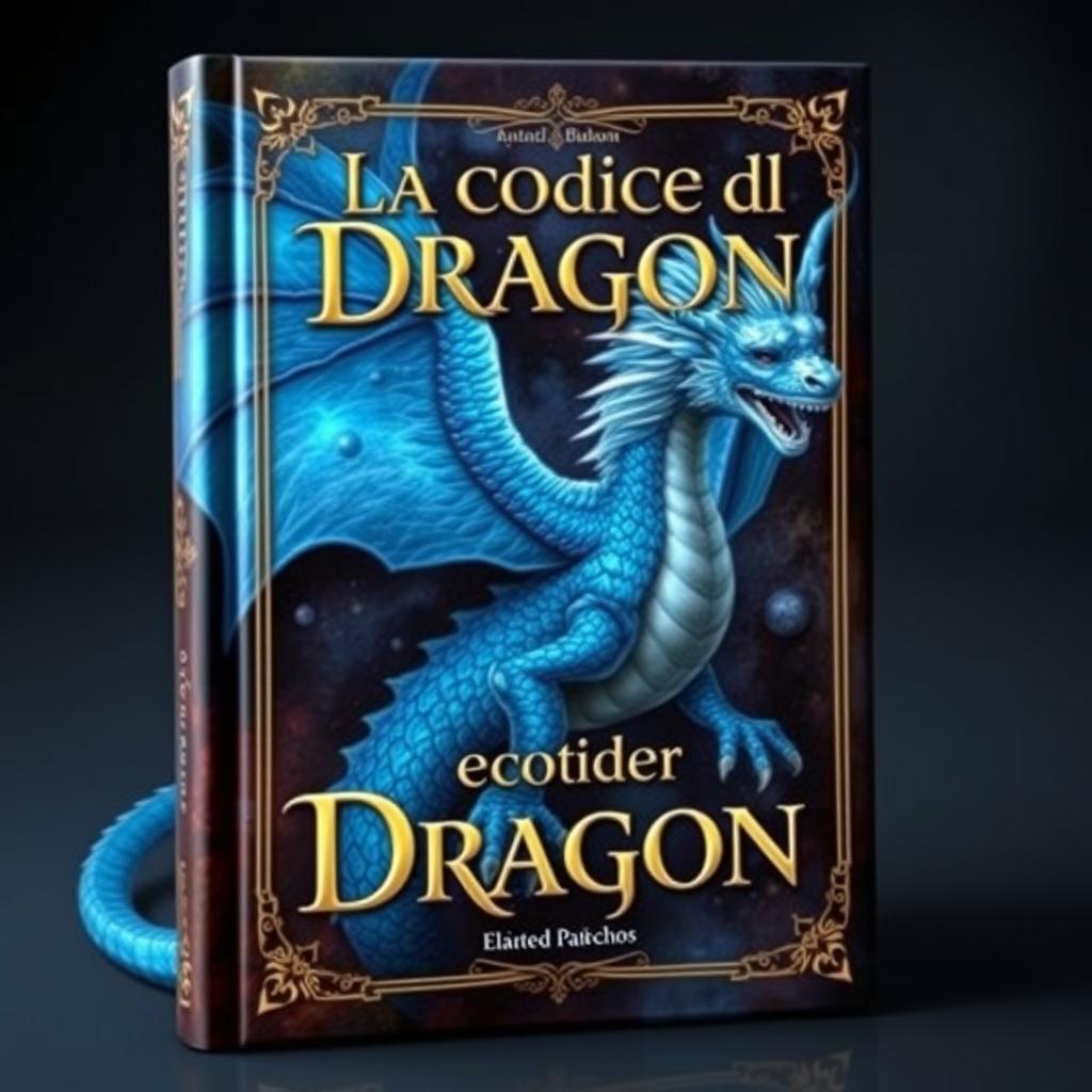 A magical book cover featuring a dragon with bluish colors