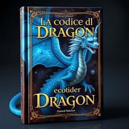 A magical book cover featuring a dragon with bluish colors