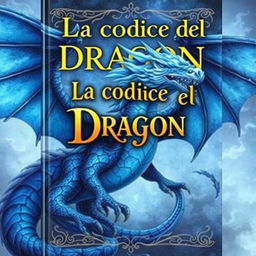 A magical book cover featuring a dragon with bluish colors