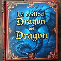 A magical book cover featuring a dragon with dark bluish colors