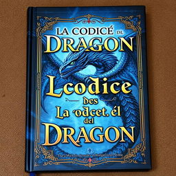 A magical book cover featuring a dragon with dark bluish colors